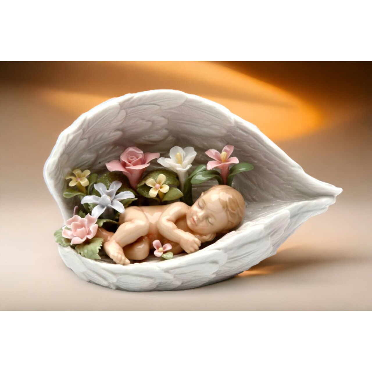 Blessed Baby Baby in Angels Wings Covered by Flowers Anniversary Gift home decor